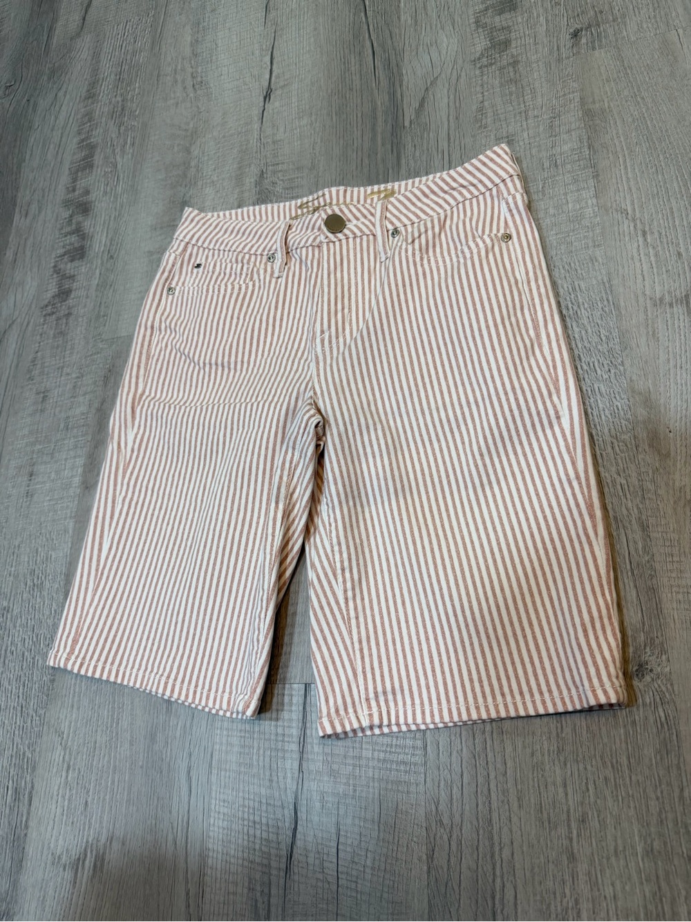 Seven7 Pink & White Striped Bermuda Shorts